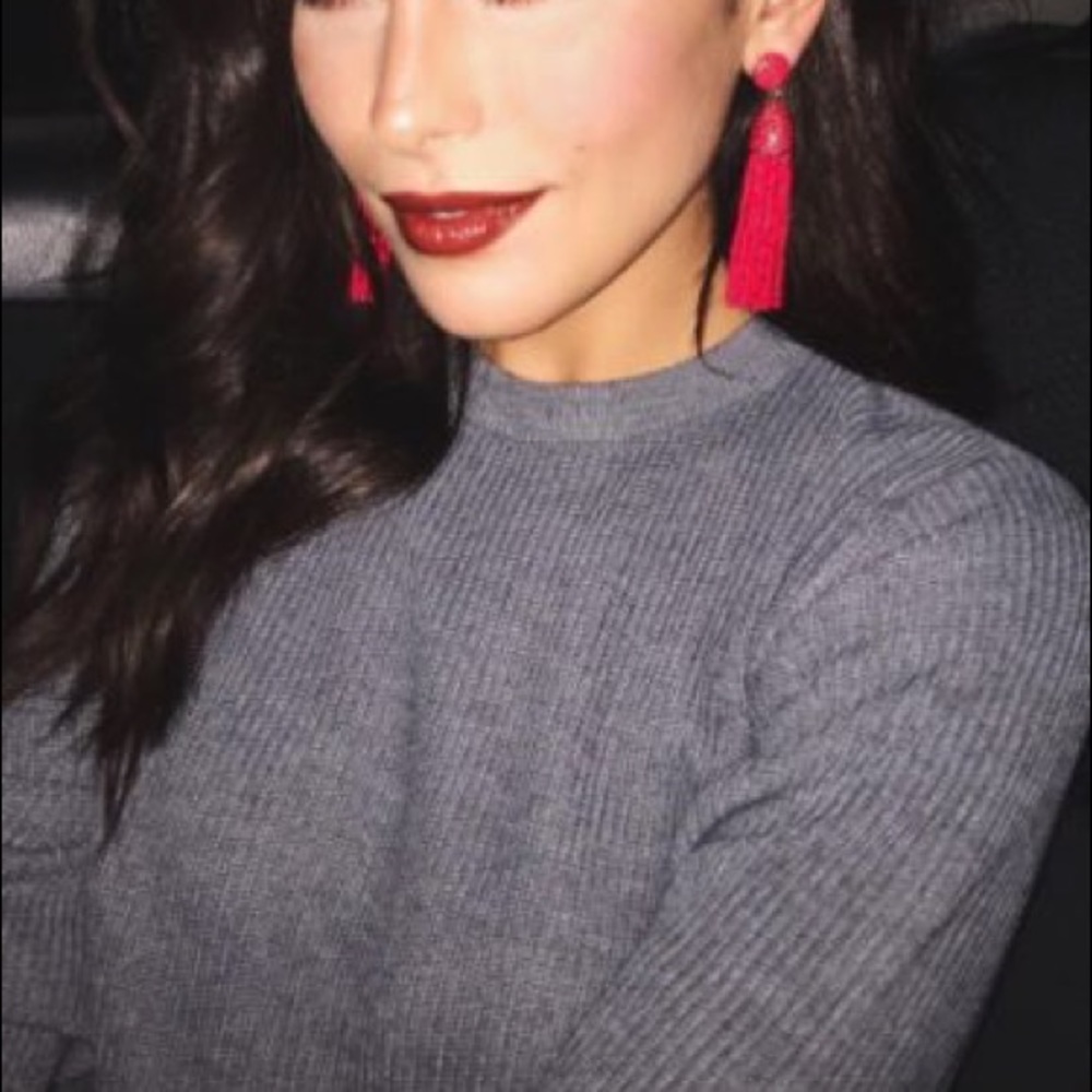 Adorable red tassel earrings